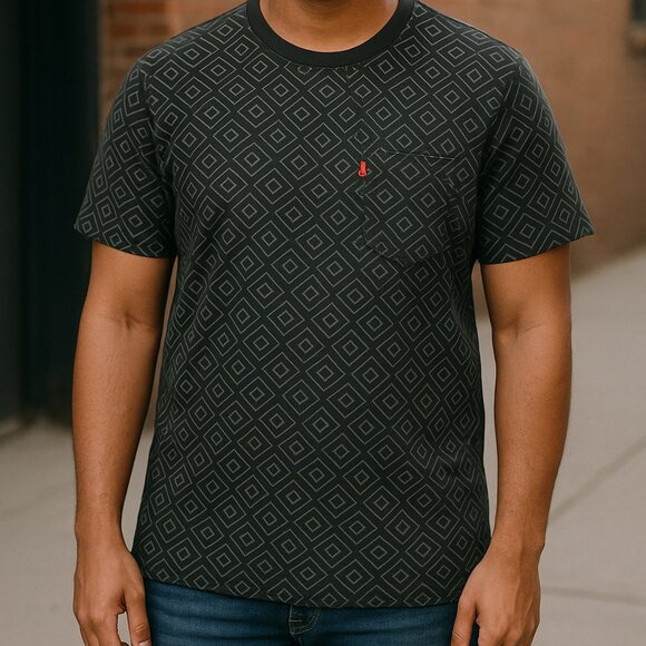 ✨ Levi’s Men’s Standard Geometric Print T-Shirt – Size M - Picture 1 of 11
